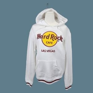 Hard Rock Cafe Las Vegas White and Brown Hoodie With Iconic Logo Womens XS